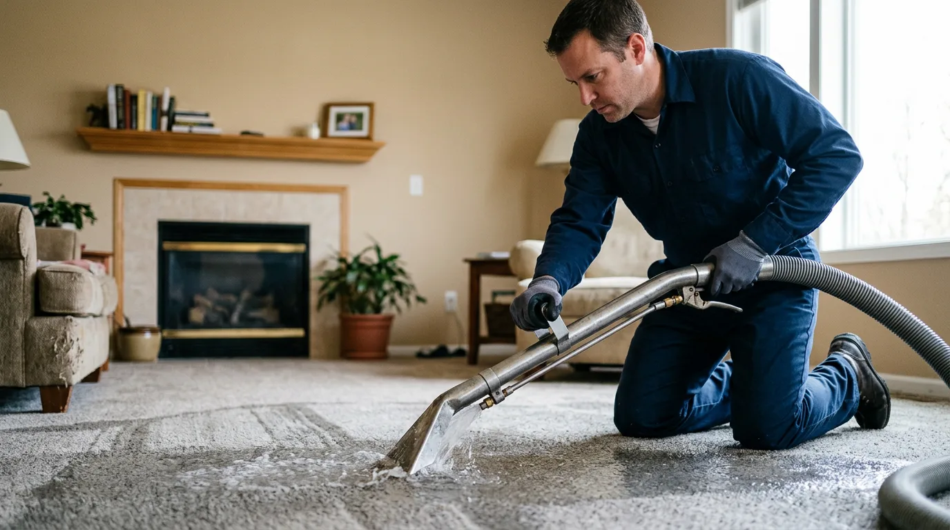 Water damage restoration technician working near Merriam, KS